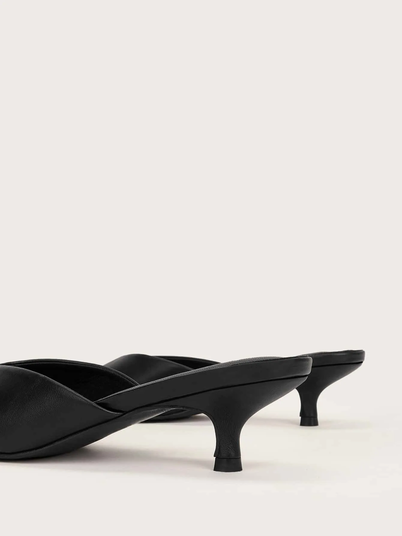 Open Toe Heeled Mules - Black