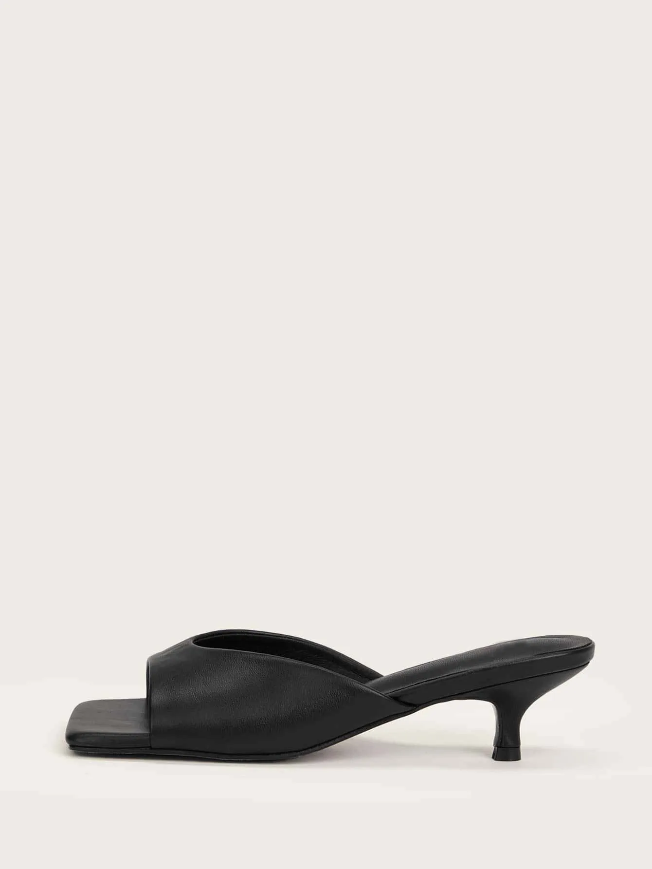Open Toe Heeled Mules - Black