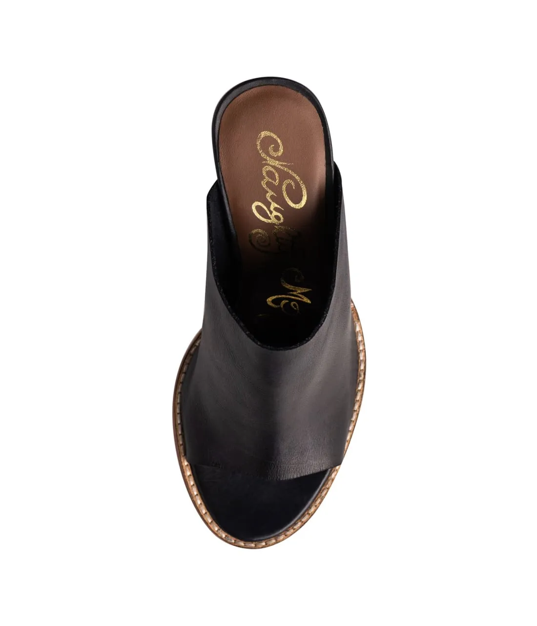 Open Toe Mules in Black