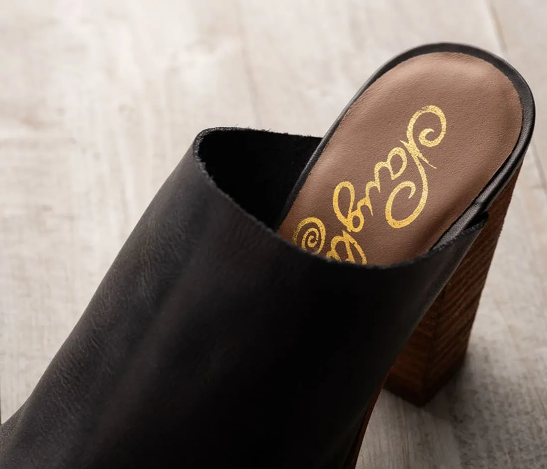 Open Toe Mules in Black