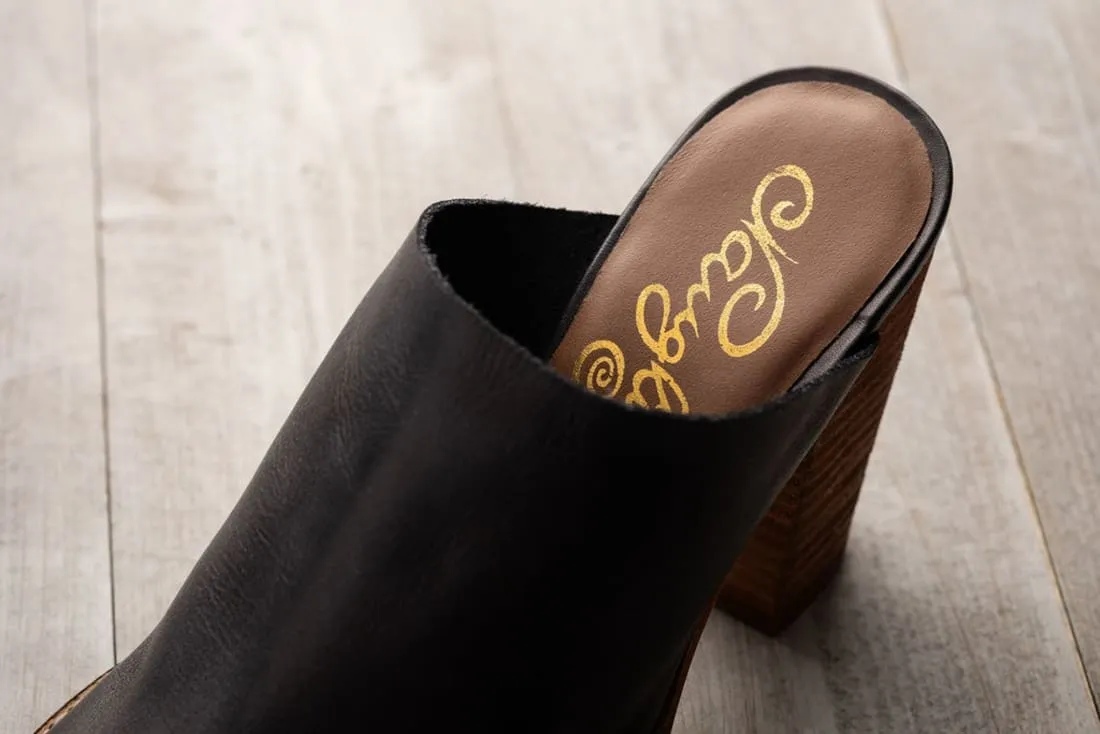 Open Toe Mules in Black