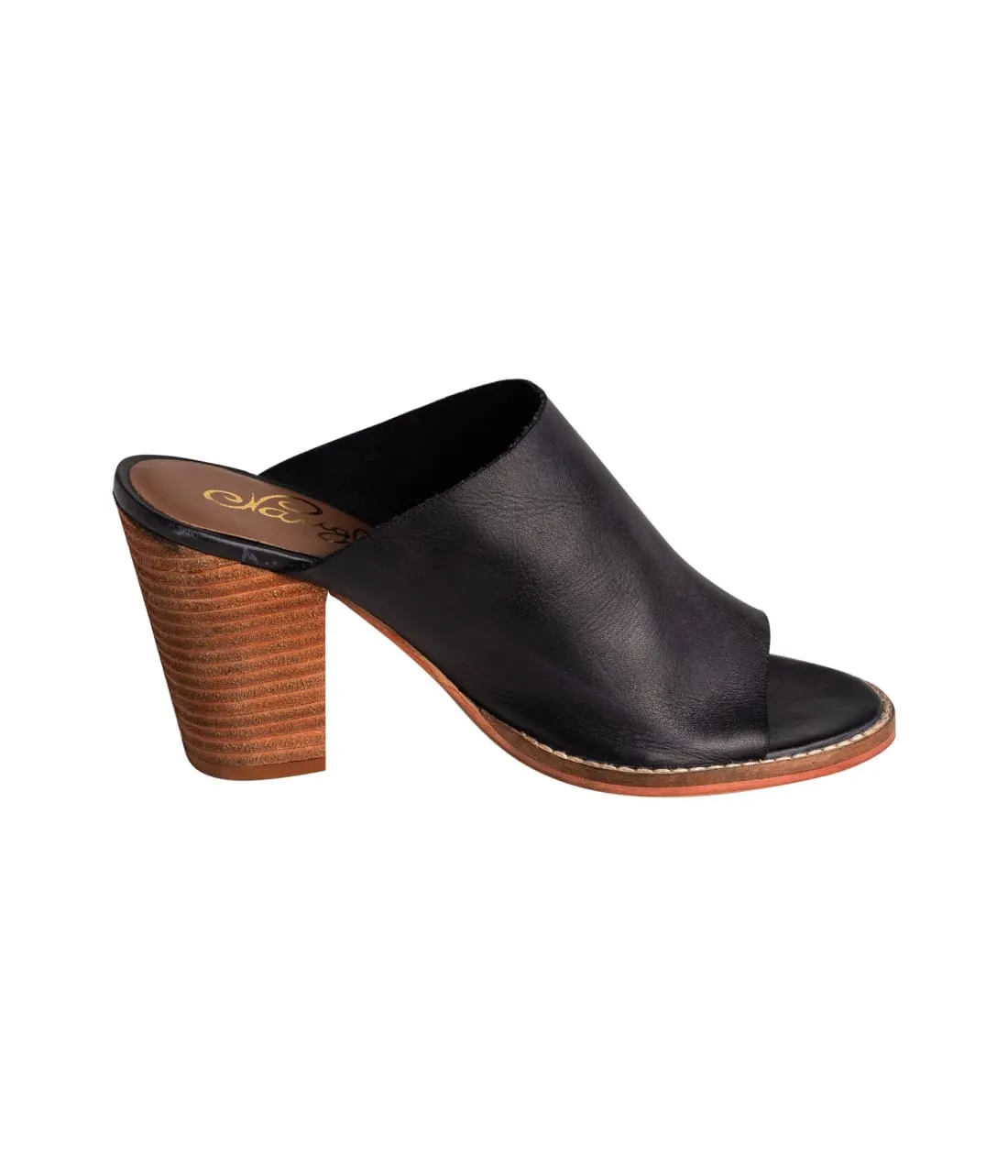 Open Toe Mules in Black