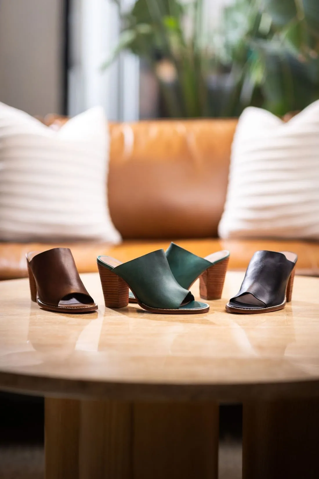 Open Toe Mules in Black