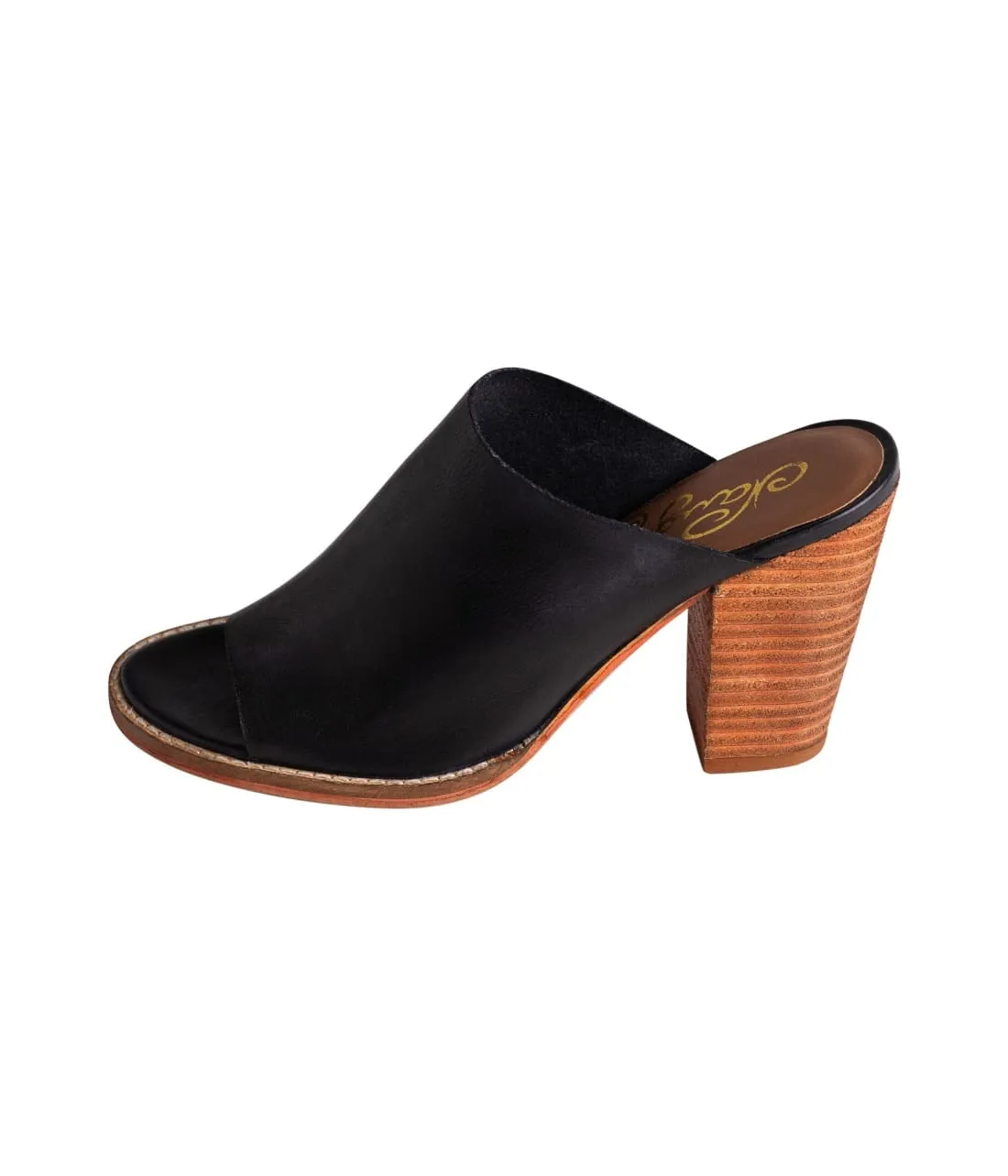Open Toe Mules in Black
