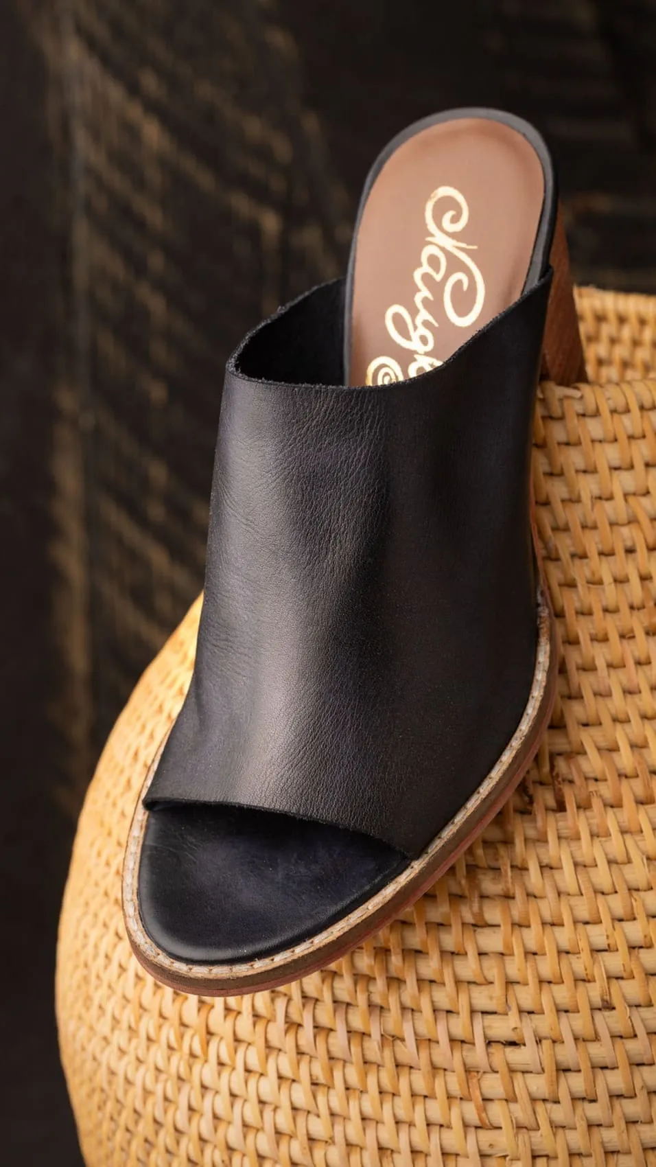 Open Toe Mules in Black