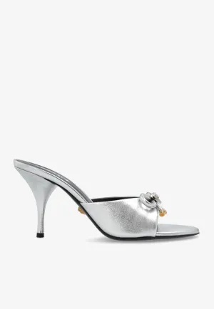 Opera Bow 85 Metallic Leather Mules