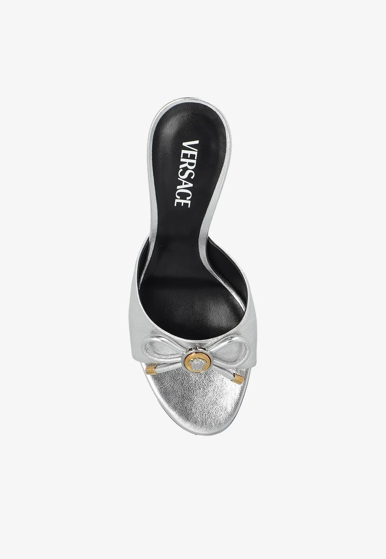 Opera Bow 85 Metallic Leather Mules
