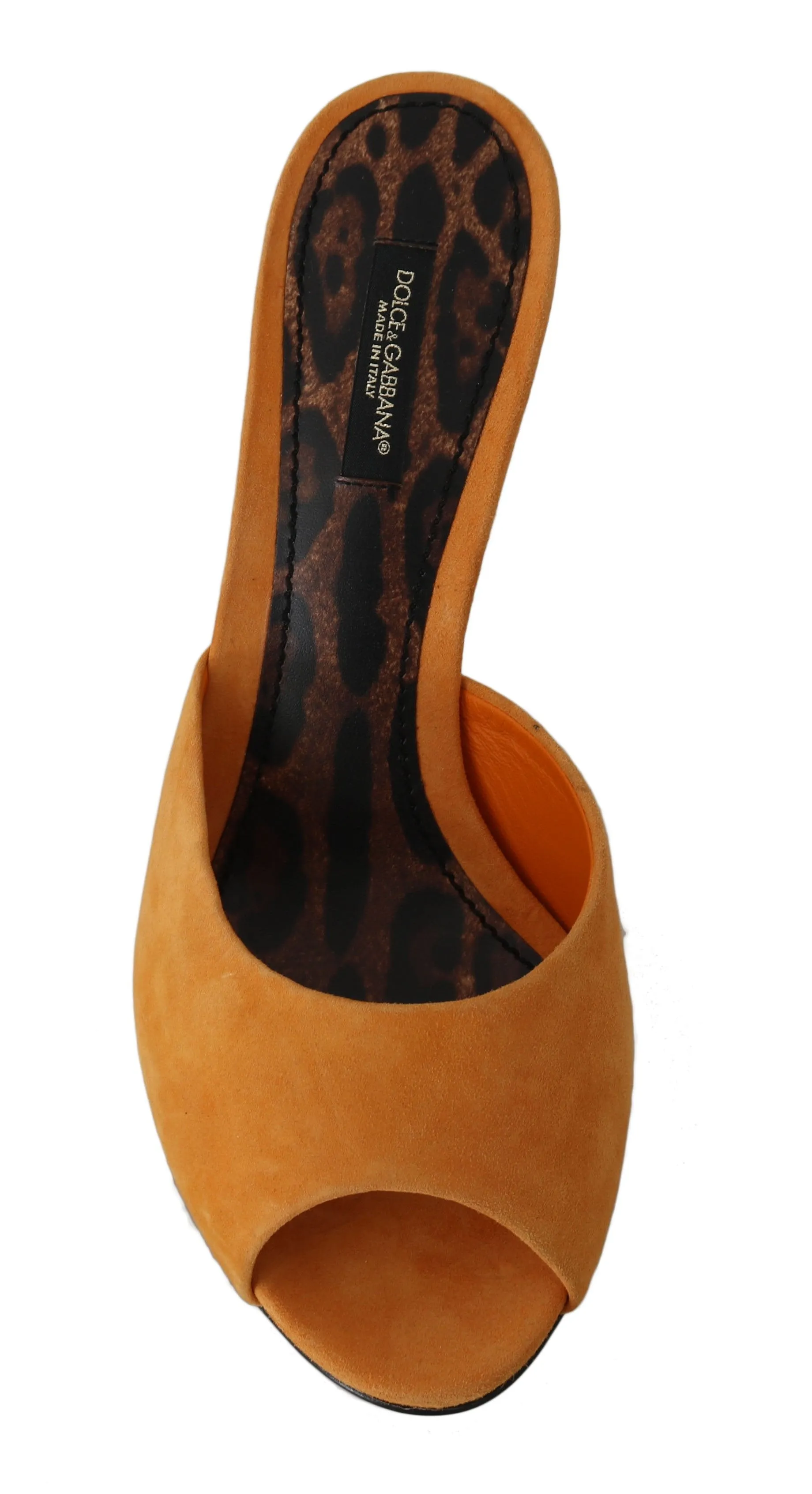 Orange Suede Leather Heels Slides