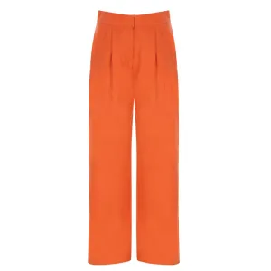Orange Wide-Leg Linen Pant