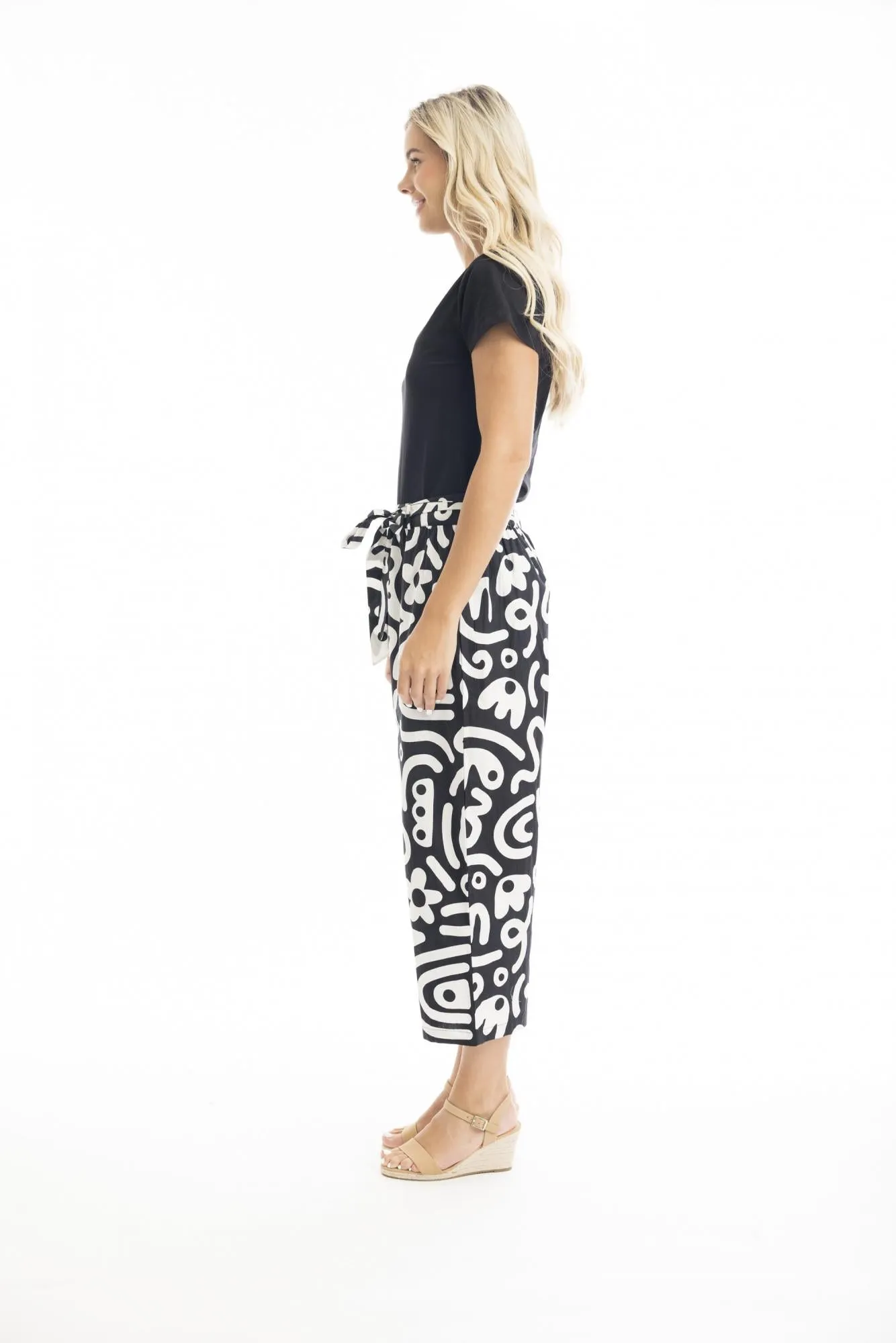 Orientique Poplin Print Pants Black