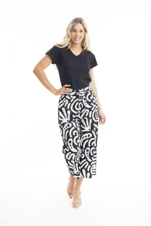 Orientique Poplin Print Pants Black