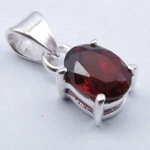 Oval Garnet 925 Sterling Silver Pendant