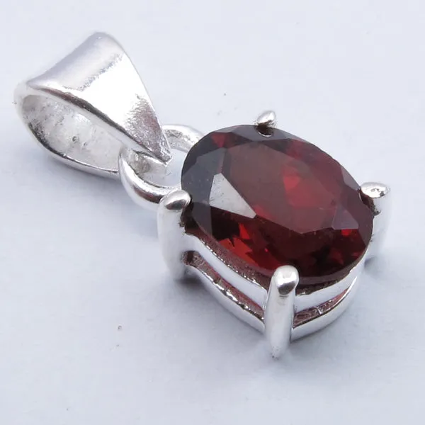 Oval Garnet 925 Sterling Silver Pendant