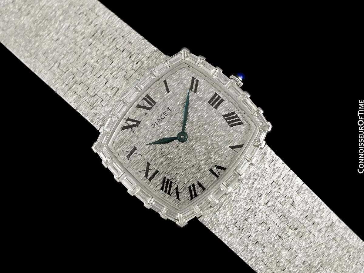 Owned & Worn By Red Skelton - 1970's Piaget Vintage Mens Bracelet Watch - 18K White Gold & Approx. 2 Carats of Diamonds