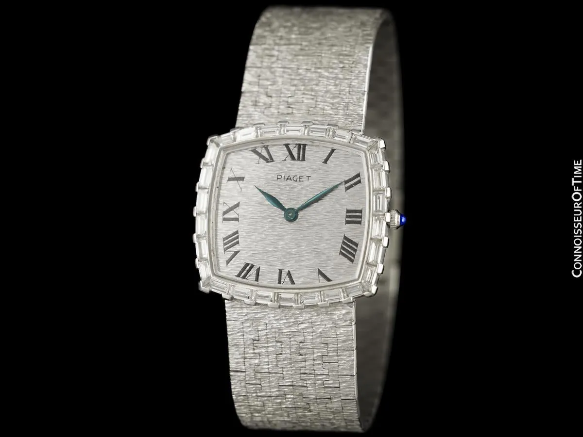 Owned & Worn By Red Skelton - 1970's Piaget Vintage Mens Bracelet Watch - 18K White Gold & Approx. 2 Carats of Diamonds