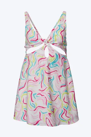PALMER RETRO-PRINT CUTOUT SATIN MINI DRESS