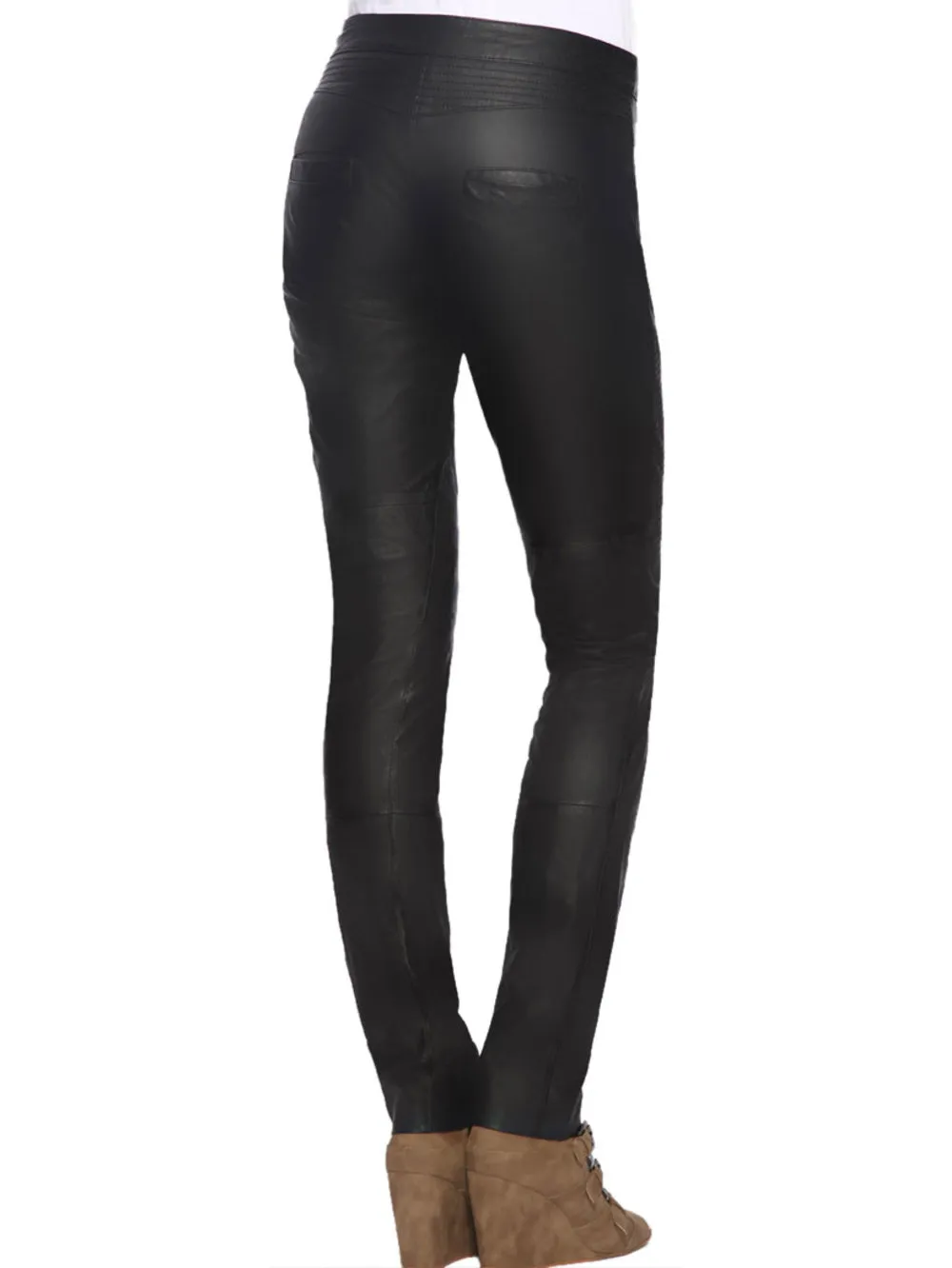 Paneled Finish Chic Leather Pants