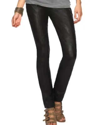 Paneled Finish Chic Leather Pants