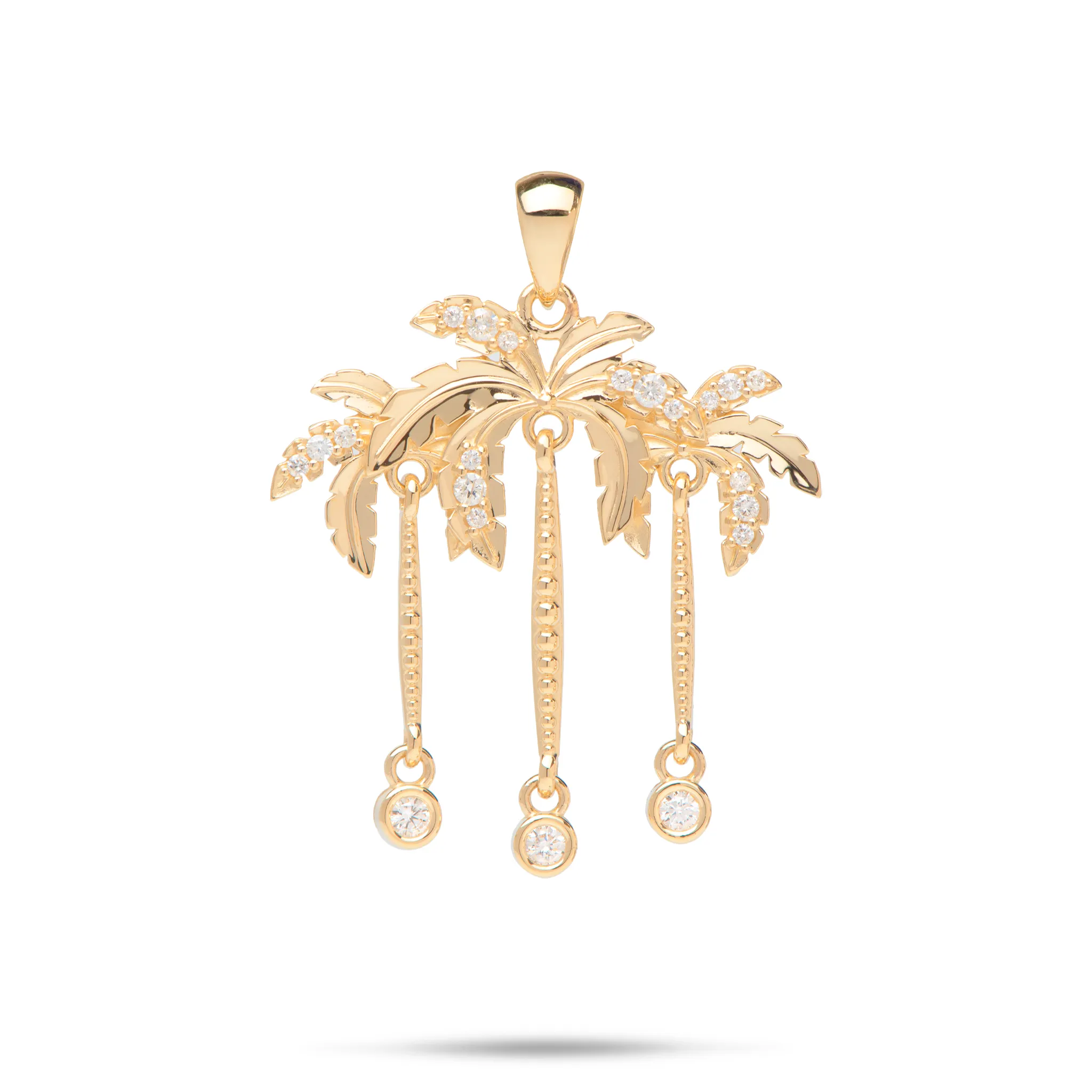 Paradise Palms - Palm Tree Pendant in Gold with Diamonds - 28mm