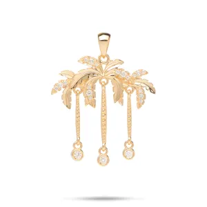 Paradise Palms - Palm Tree Pendant in Gold with Diamonds - 28mm
