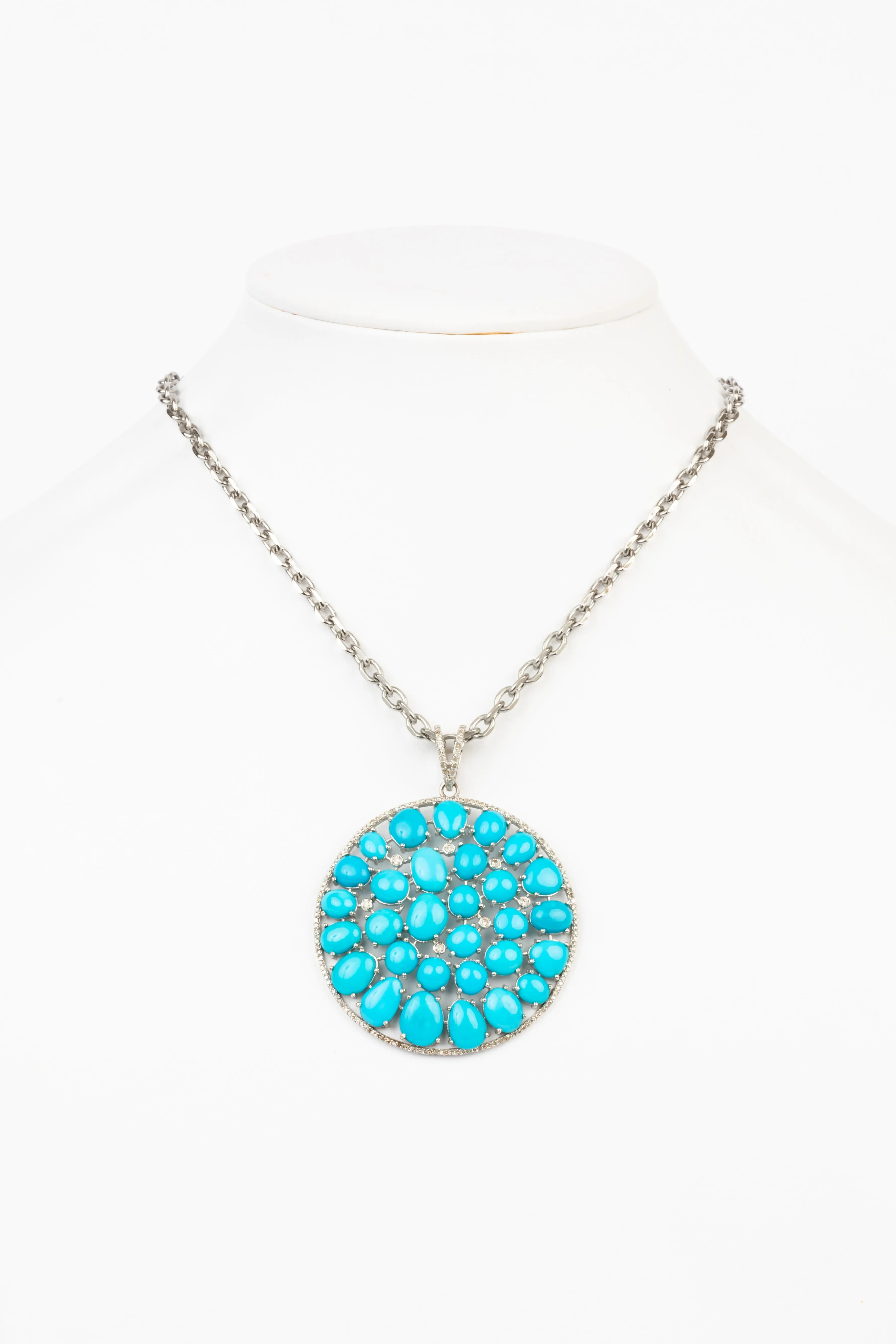Pave Diamond, Turquoise Necklace