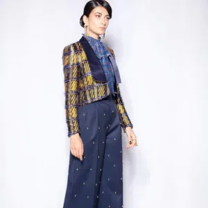 Pearled Light Wide-Legged Trouser