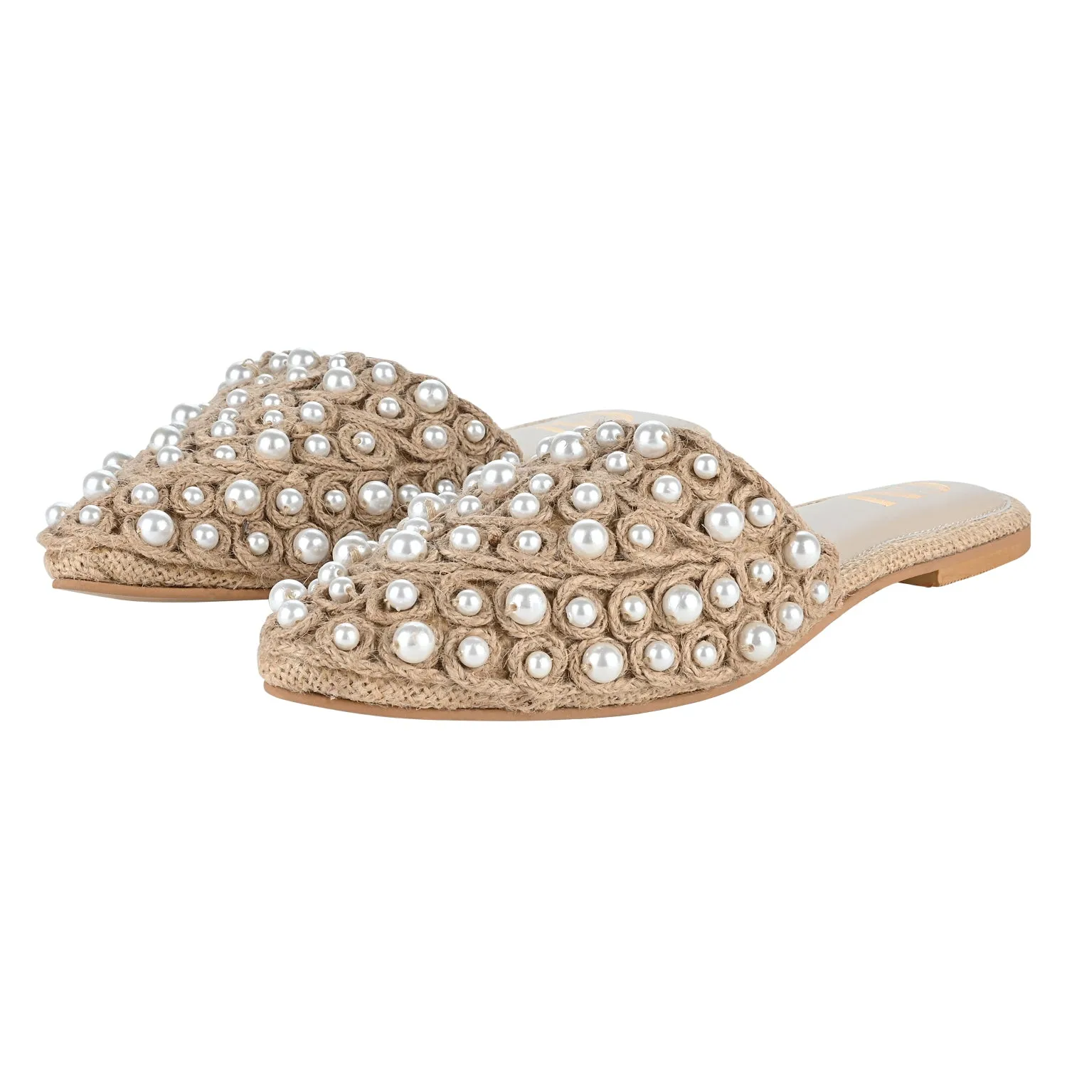Pearly Jute Mules