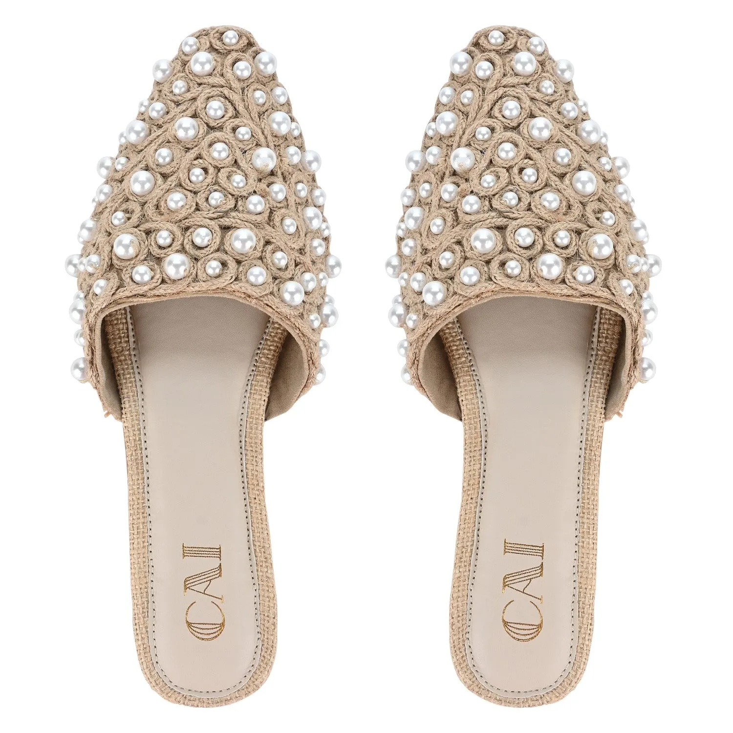 Pearly Jute Mules