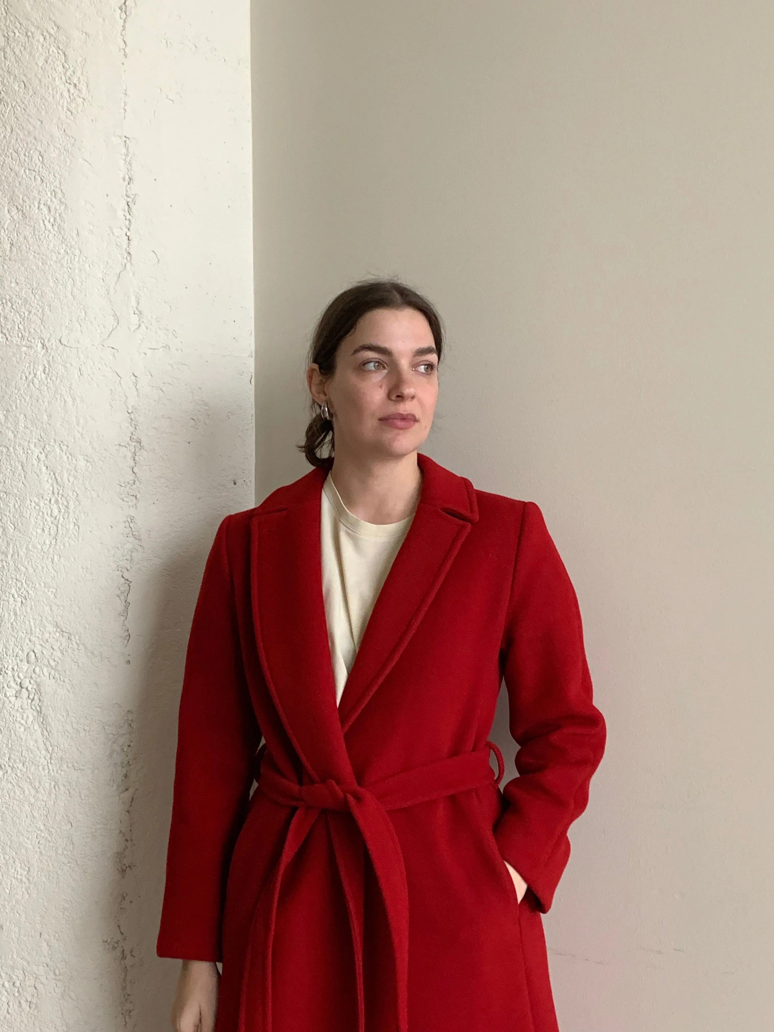 Pendleton red wool wrap coat