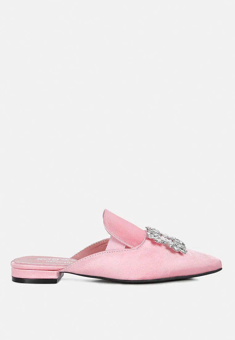 Perrine Diamante Brooch Slip On Mules By Ruw
