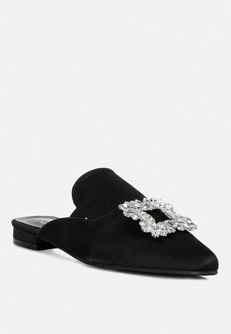 Perrine Diamante Brooch Slip On Mules By Ruw
