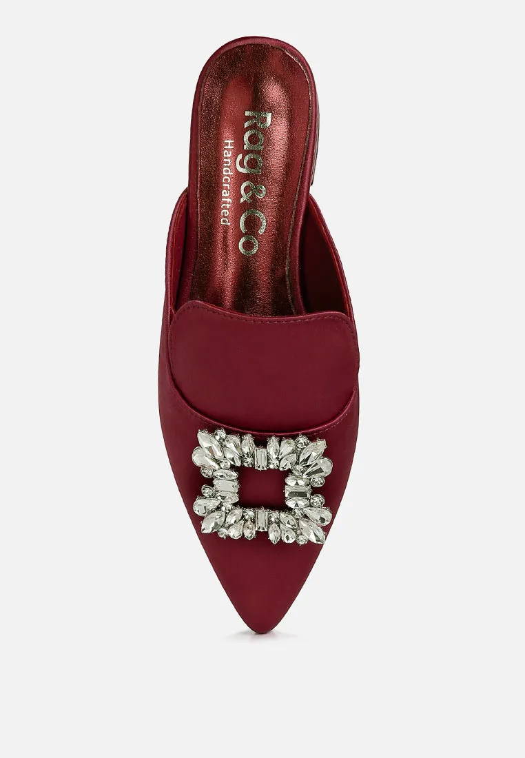 Perrine Diamante Brooch Slip On Mules By Ruw