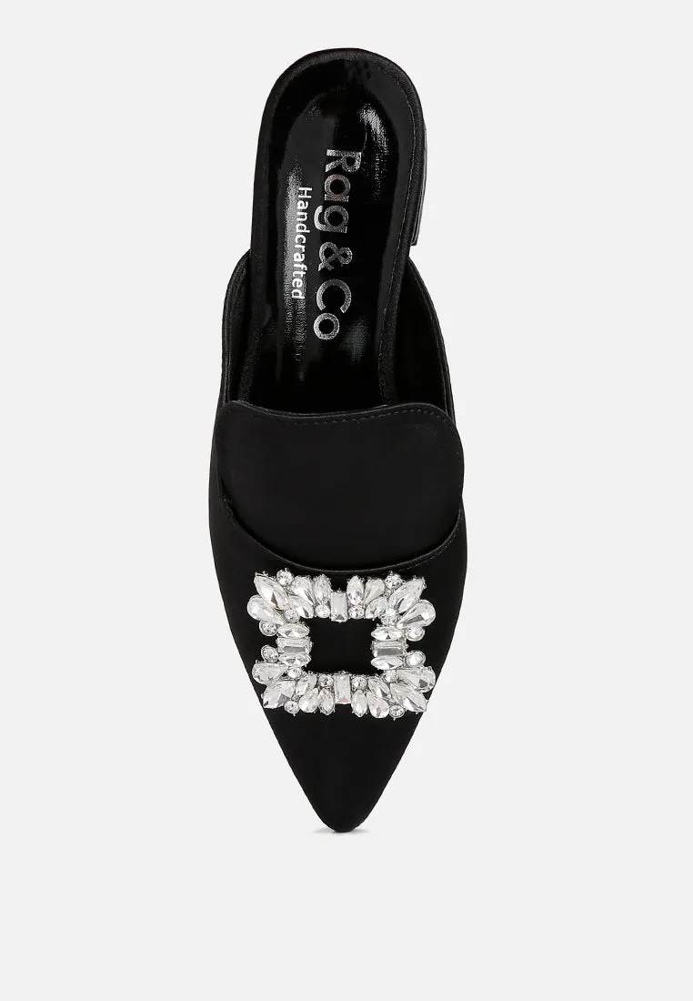 Perrine Diamante Brooch Slip On Mules By Ruw