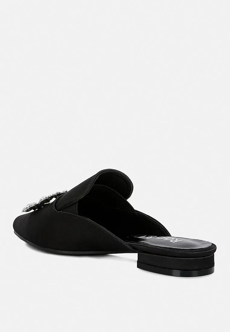 Perrine Diamante Brooch Slip On Mules By Ruw