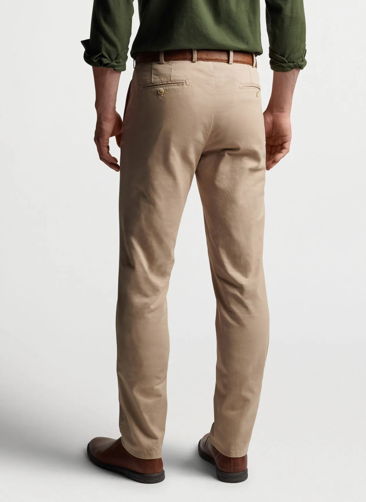 PETER MILLAR PILOT TWILL FLAT FRONT  TROUSER - KHAKI