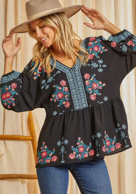 Peyton Embroidered Babydoll Top