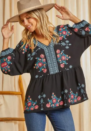 Peyton Embroidered Babydoll Top