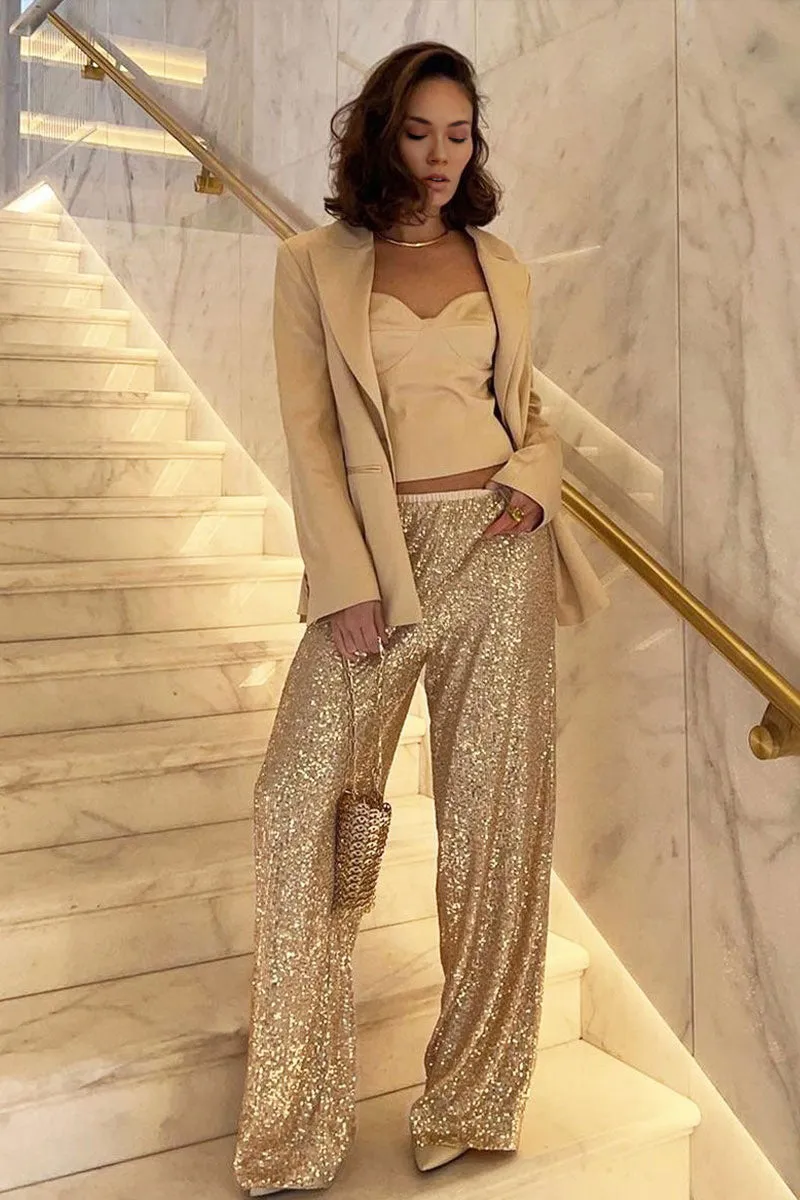 PH0262 Sequins Wide Leg Pants