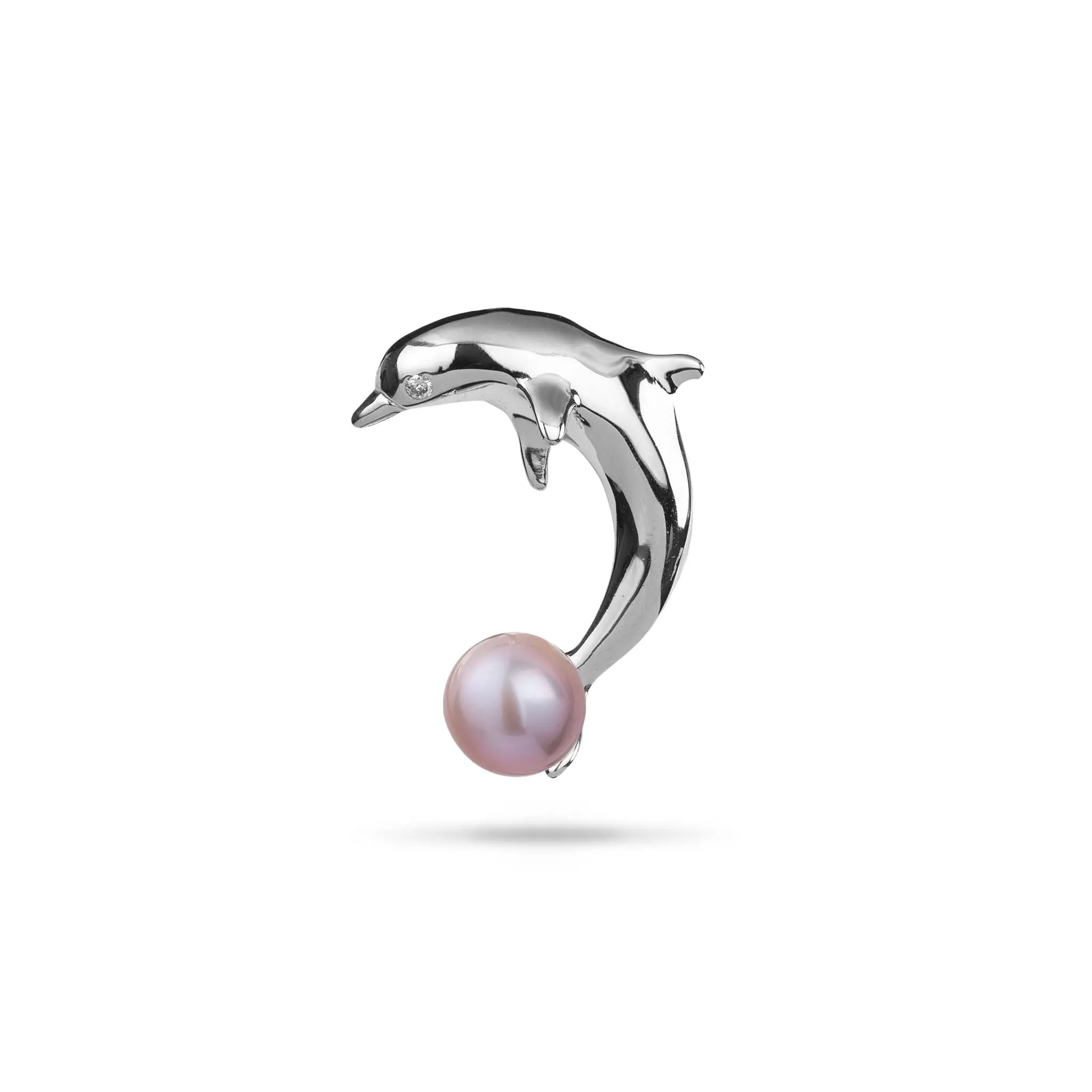 Pick A Pearl Dolphin Pendant in White Gold with Diamond