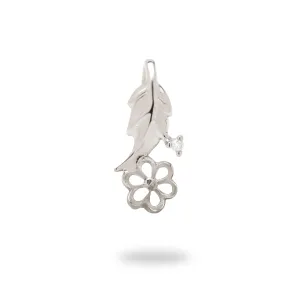 Pick A Pearl Maile Leaf Pendant in White Gold with Diamond