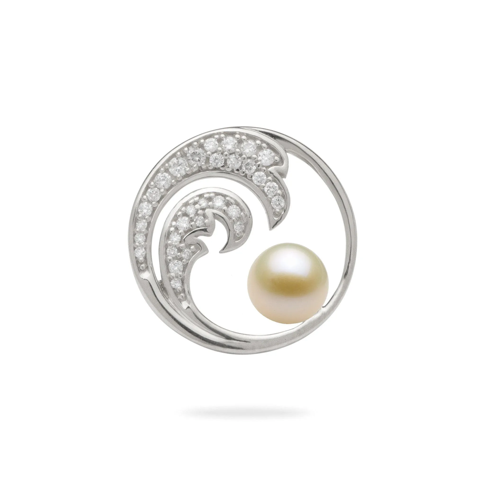 Pick A Pearl Nalu Pendant in White Gold with Diamonds - 18mm