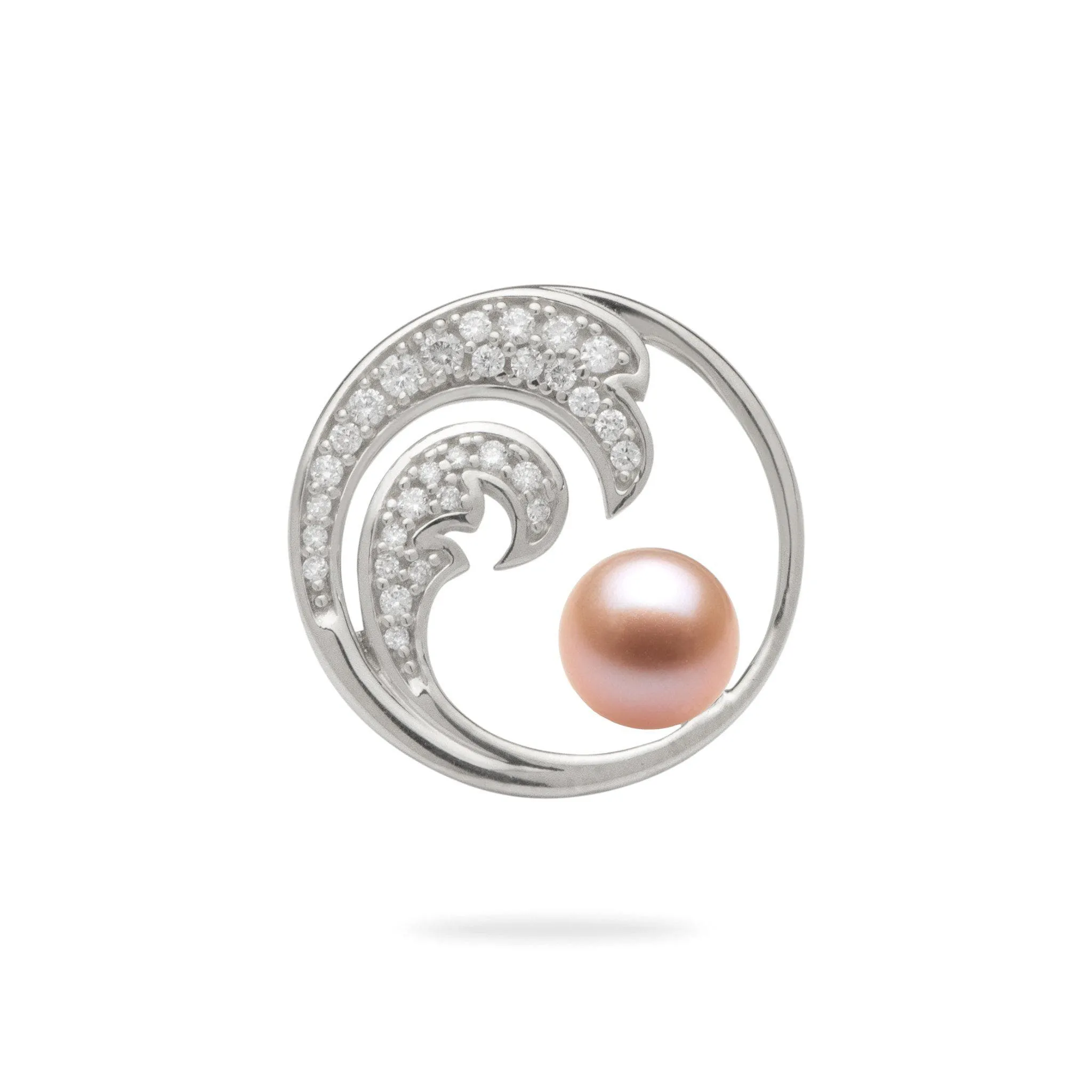 Pick A Pearl Nalu Pendant in White Gold with Diamonds - 18mm