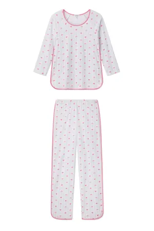 Pima Long-Long Set in Sunkissed Coral Watercolor Stems