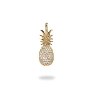 Pineapple Pendant in Gold with Diamonds - 20mm