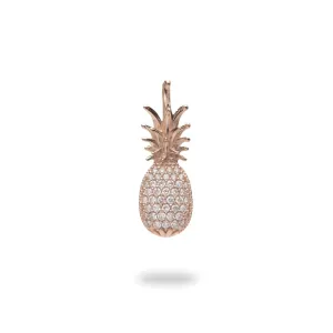 Pineapple Pendant in Rose Gold with Diamonds - 20mm