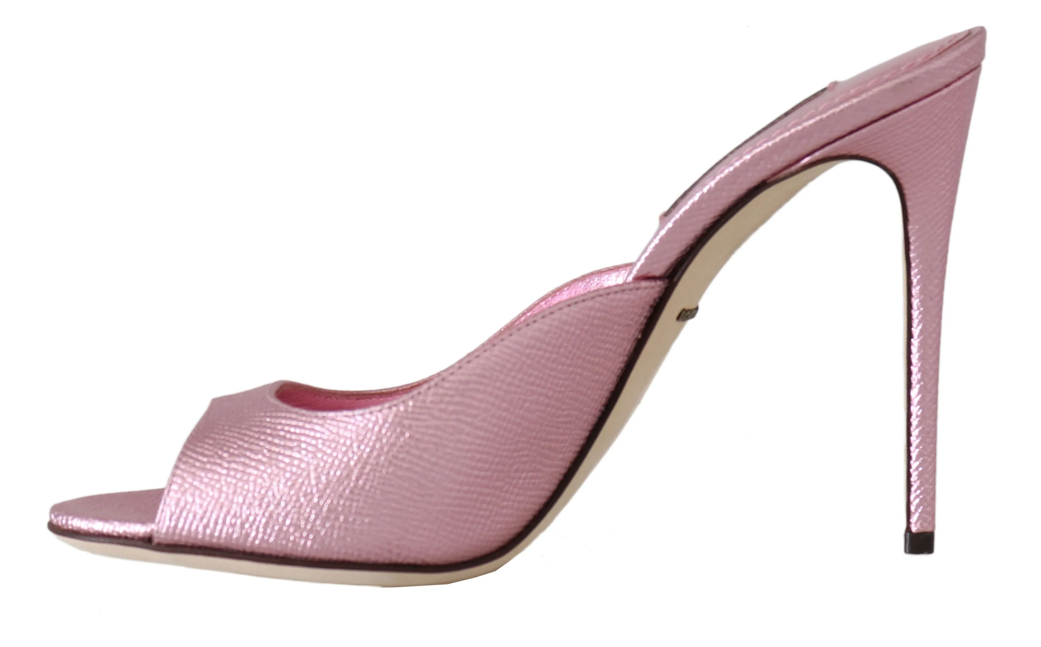 Pink Dauphine Leather Mules Stilettos
