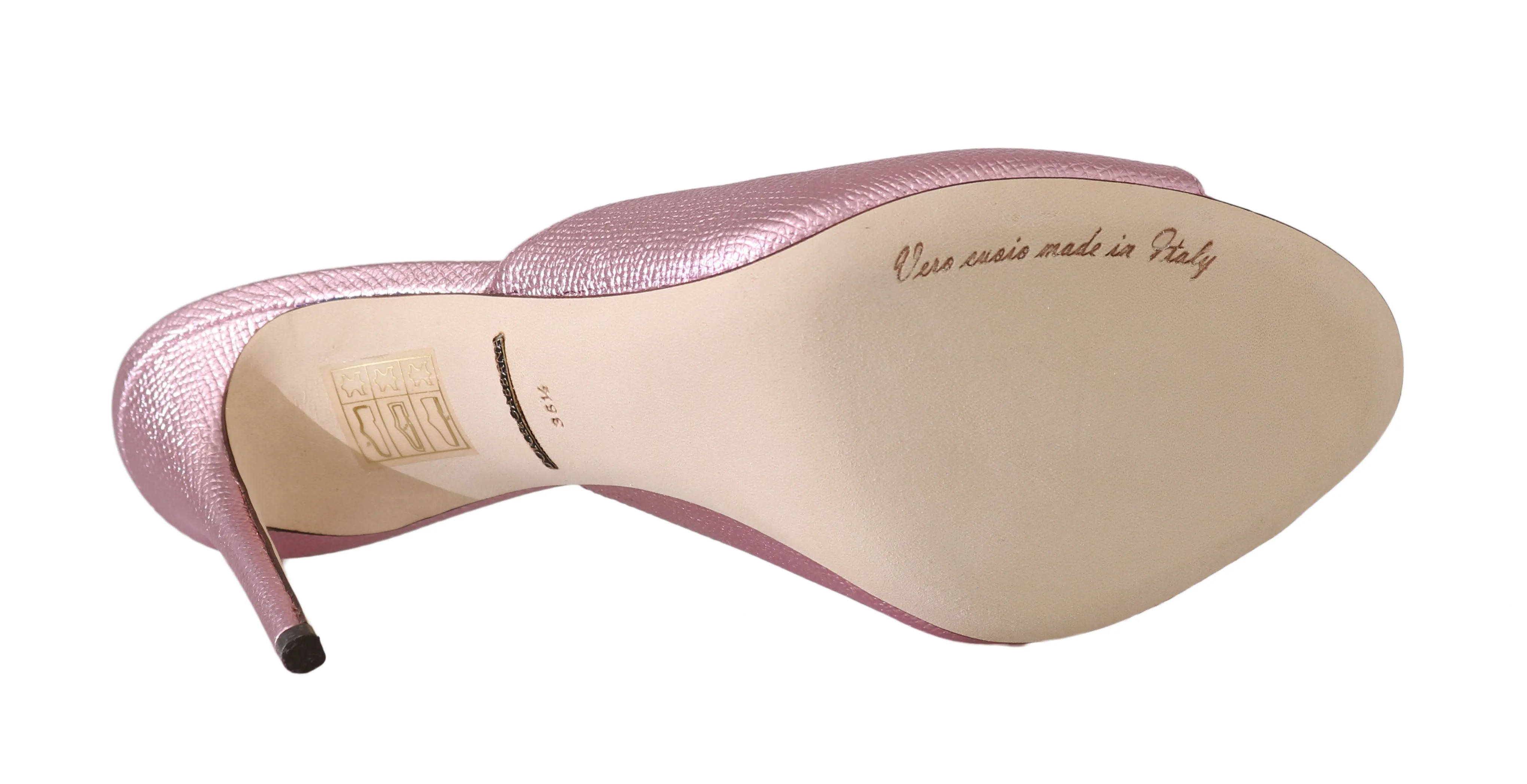 Pink Dauphine Leather Mules Stilettos