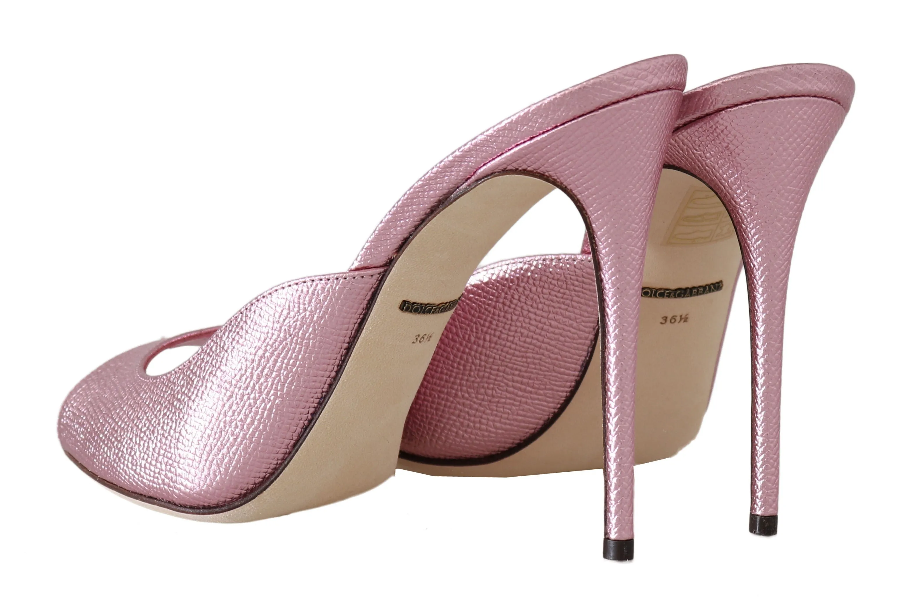 Pink Dauphine Leather Mules Stilettos