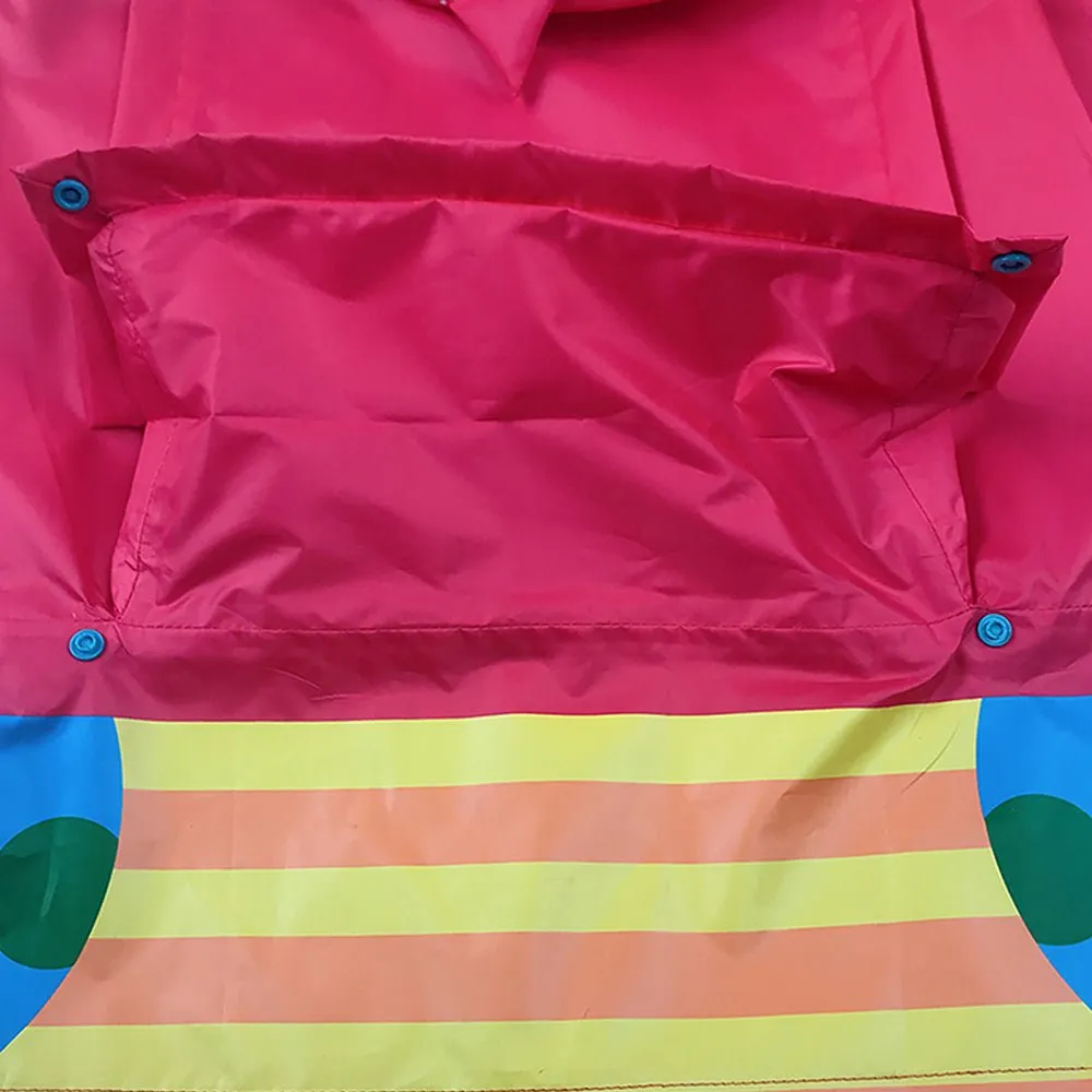 Pink Owl Stripes Knee Length Raincoat for Kids