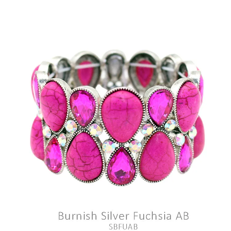 Pink stone & Bling stretch bracelet